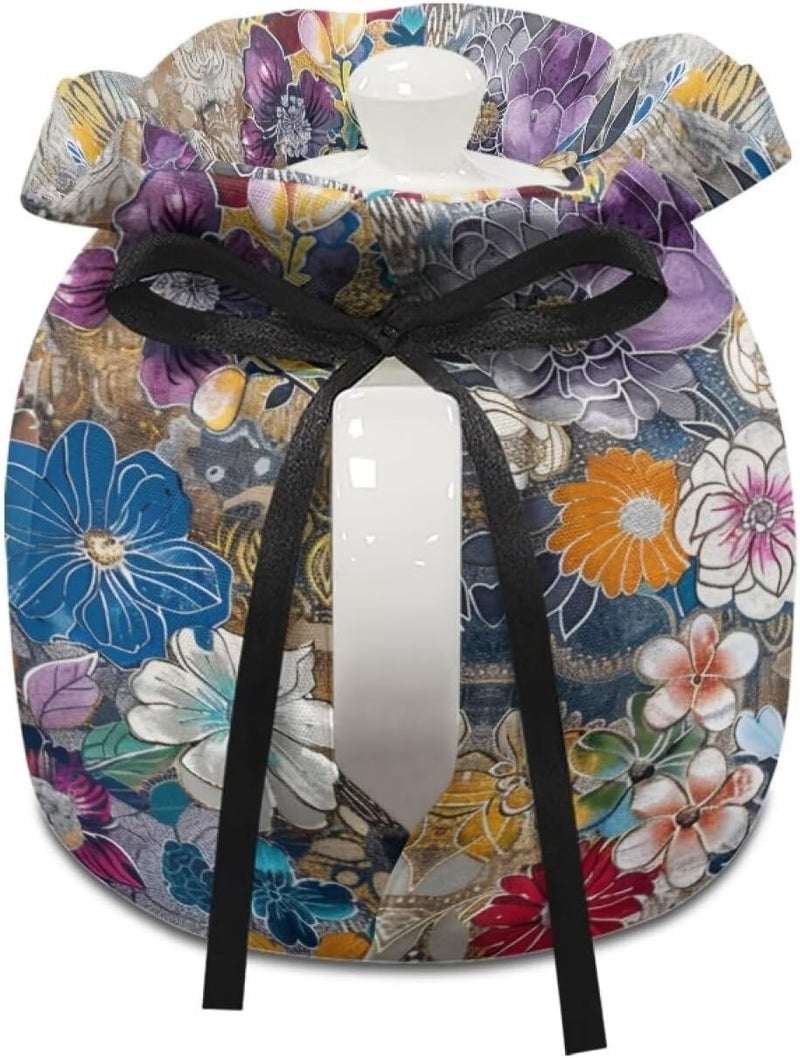 Flashideas Colorful Flowers Tea Cozy Kettle Dust Cover Large Tea Cosy Portable Easy to Clean Tea Pot Dust Cover Insulated Tea Cosy for Home Kitchen Office Holiday Party Decor - Image 3
